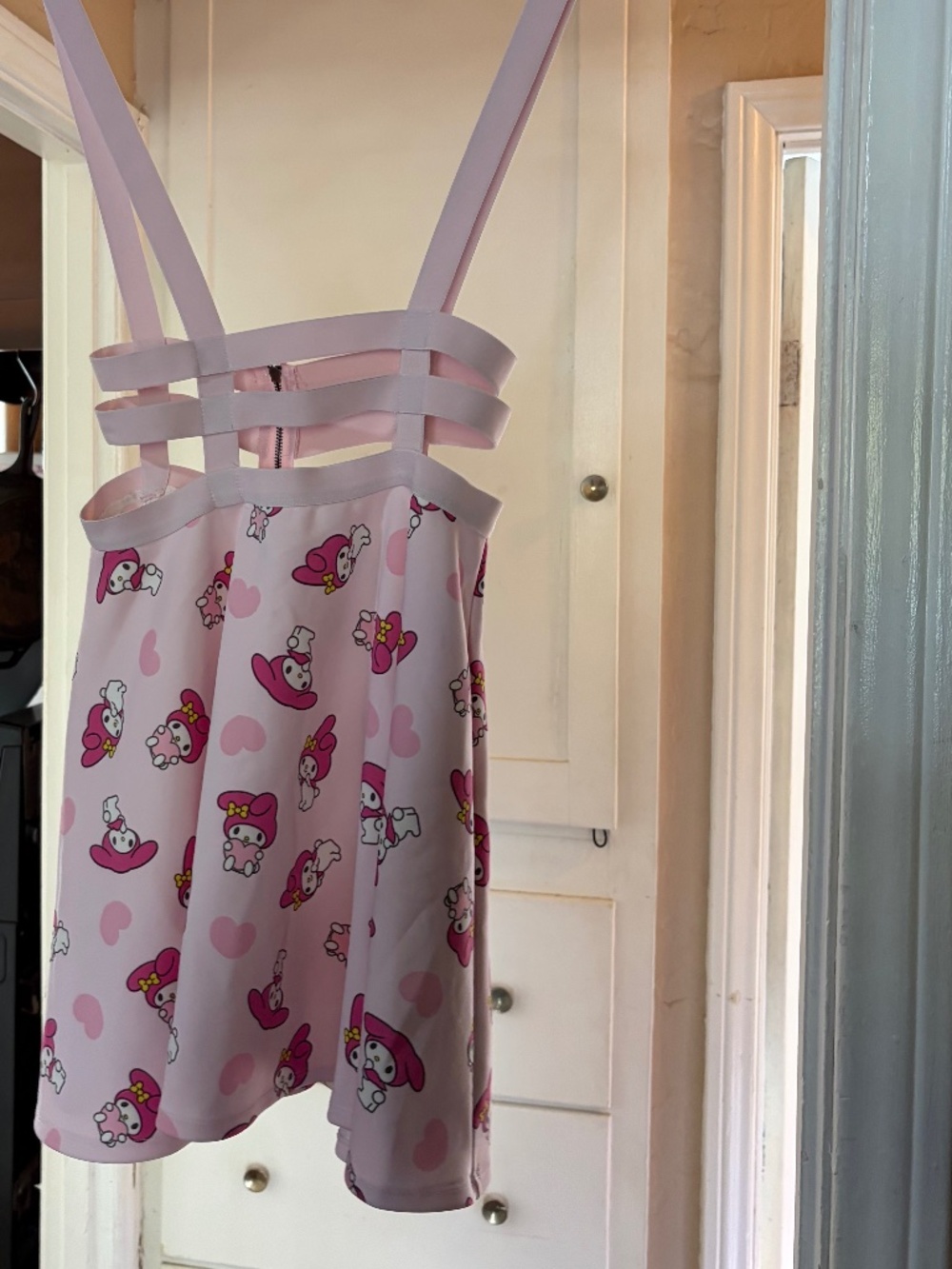 My Melody Pink Skater Dress – Size Sm | Kawaii Sanrio | Strappy Cutout Bodice 🌴